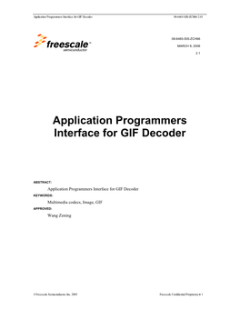 Application Programmers Interface for GIF Decoder 08-6465-SIS-ZCH66 2.01