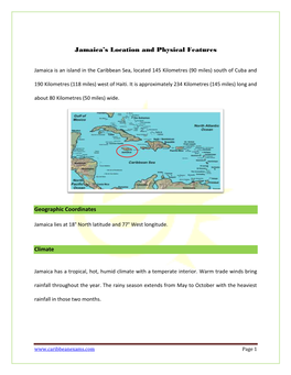 Jamaica's Location and Physical Features