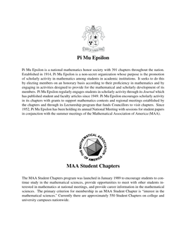 Pi Mu Epsilon MAA Student Chapters