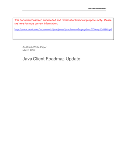 Java Client Roadmap Update