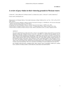 A Review of Gray Whales in Their Wintering Grounds in Mexican Waters