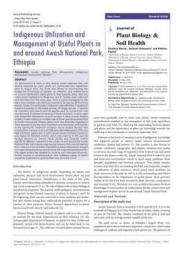 Indigenous Utilization and Management of Useful Plants in and Around Awash National Park, Ethiopia