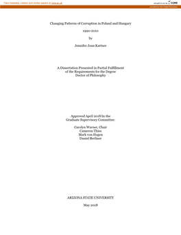 Changing Patterns of Corruption in Poland and Hungary 1990-2010 By