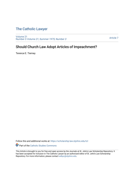 Should Church Law Adopt Articles of Impeachment?