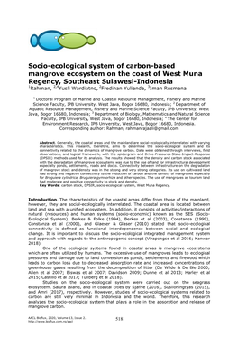 Rahman, Wardiatno Y., Yulianda F., Rusmana I., 2020 Socio-Ecological