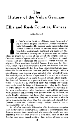 The History of the Volga Germans Ellis and Rush Counties, Kansas