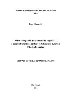 O Desenvolvimento Da Contabilidade Brasileira Durante a Primeira República