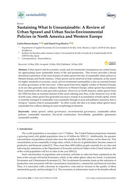 Sustaining What Is Unsustainable: a Review of Urban Sprawl and Urban Socio-Environmental Policies in North America and Western Europe