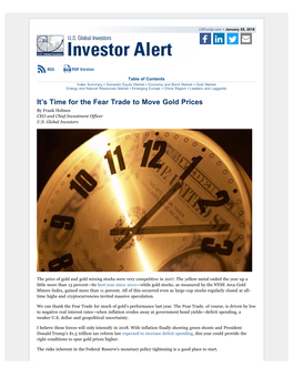 Weekly Investor Alert by U.S. Global Investors, Inc