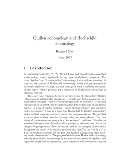 Quillen Cohomology and Hochschild Cohomology