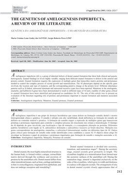 The Genetics of Amelogenesis Imperfecta