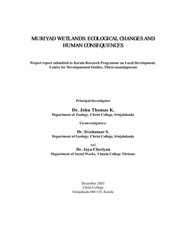 Muriyad Wetlands: Ecological Changes and Human Consequences