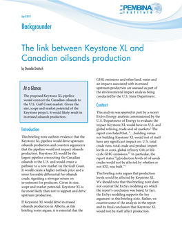 The Link Between Keystone XL and Canadian Oilsands Production by Danielle Droitsch