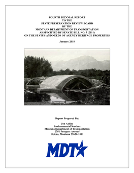 Fourth Biennial Report to the State Preservation Review Board by the Montana Department of Transportation As Specified by Senate Bill No