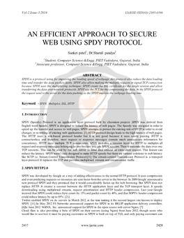 An Efficient Approach to Secure Web Using Spdy Protocol