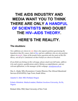 HIV/AIDS Rethinkers