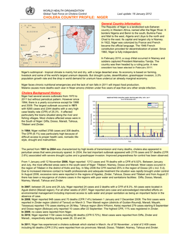 Cholera Country Profile: Niger