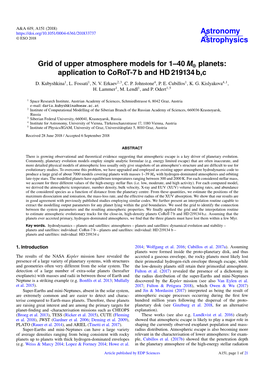 Grid of Upper Atmosphere Models for 1–40 M⊕ Planets: Application to Corot-7 B and HD 219134 B,C D