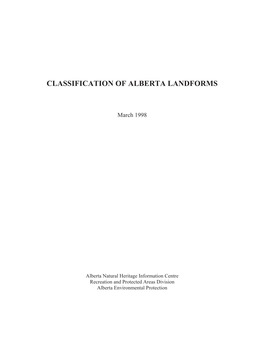 Classification of Alberta Landforms