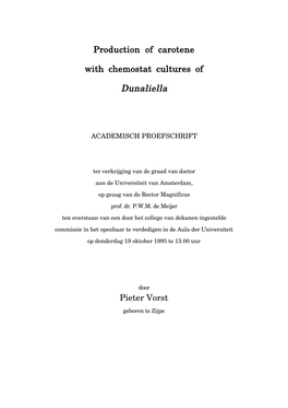 Production of Carotene with Chemostat Cultures of Dunaliella