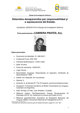 Detenidos Desaparecidos Por Responsabilidad Y/ O Aquiescencia Del Estado