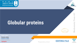 Globular Proteins Biochemistry Team