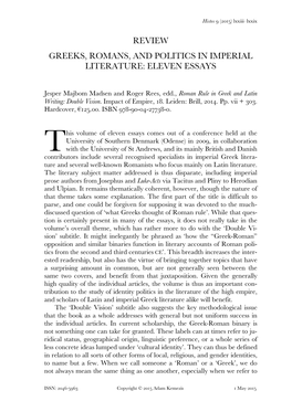 Greeks, Romans, and Politics in Imperial Literature: Eleven Essays