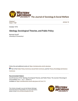 Ideology, Sociological Theories, and Public Policy