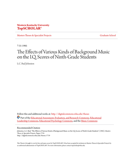 The Effects of Various Kinds of Background Music on the I.Q