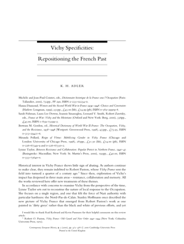 Vichy Specificities: Repositioning the French Past