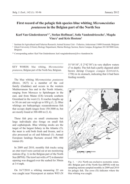 First Record of the Pelagic Fish Species Blue Whiting Micromesistius Poutassou in the Belgian Part of the North Sea