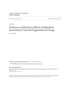 Predictors and Predictive Effects of Attitudinal Inconsistency Towards Organizational Change Scott .T Drylie