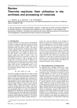 Thermite Reactions: Their Utilization in the Synthesis and Processing of Materials