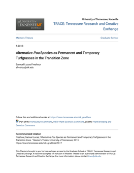 Species As Permanent and Temporary Turfgrasses in the Transition Zone