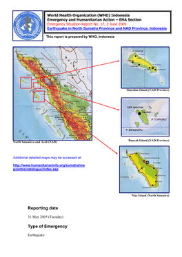 Reporting Date Type of Emergency