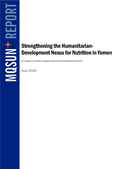 Strengthening the Humanitarian- Development Nexus for Nutrition in Yemen