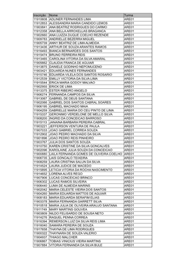 Inscrição Nome Turma 11910608 ADLINER FERNANDES LIMA