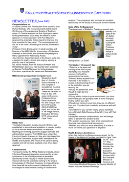 NEWSLETTER June 2005 Opportunity for the Faculty to Introduce Its New Institute