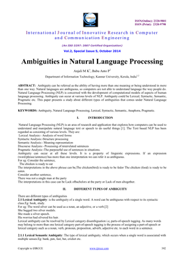 Ambiguities in Natural Language Processing