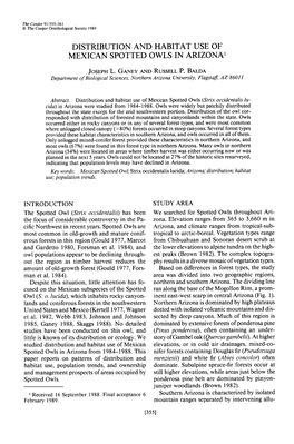 Distribution and Habitat Use of Mexican Spotted Owls in Arizona’