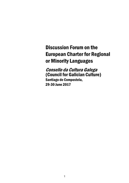 Discussion Forum on the European Charter for Regional Or Minority