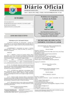 Diário Oficial -.: Prefeitura De Araguaina