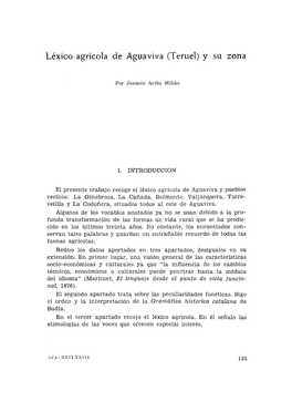 3. Léxico Agrícola De Aguaviva (Teruel) Y Su Zona, Por Joaquín