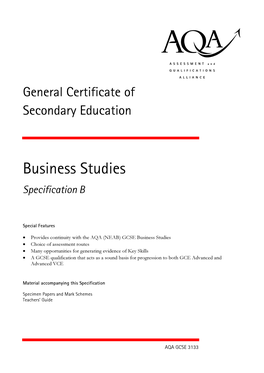 AQA Business Studies Specification B