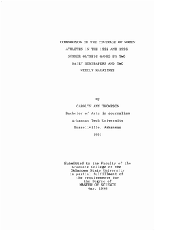 Comparison of the Coverage of Women Athletes in the 1992 and 1996 Summer Olympic Games by Two Daily Newspapers and Two Weekly Magazines