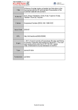 Title Influence of Contamination on Banded Iron Formations in the Isua