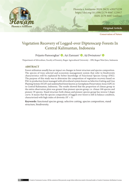 Vegetation Recovery of Logged-Over Dipterocarp Forests in Central Kalimantan, Indonesia