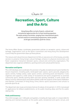 Recreation, Sport, Culture and the Arts
