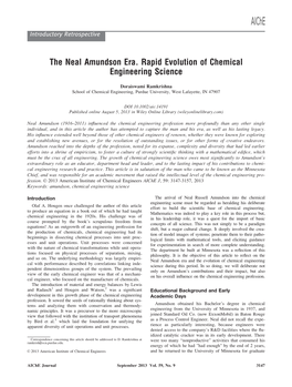 The Neal Amundson Era. Rapid Evolution of Chemical Engineering Science