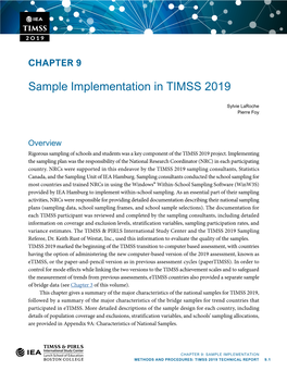 Sample Implementation in TIMSS 2019